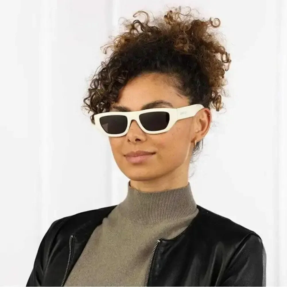 NEW Gucci GG1134S 003 Ivory White Brown Rectangle Unisex Sunglasses
